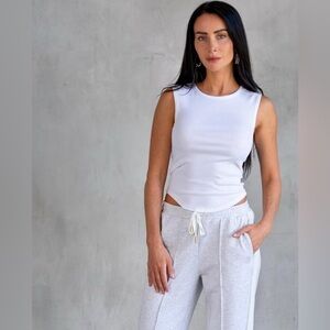 Care Tucker ribbed tank top XS white